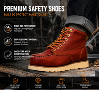 Bottes de sécurité montantes ACE avec lacets, anti-perforation, embout en acier, sans métal, ESD, imperméables, en cuir pleine fleur de vache pour la construction