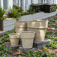 Pot Bunga Meiling Terlaris, Berbagai Warna, Bentuk Persegi, Lapisan Kilap, Untuk Taman Luar Ruangan, Bahan Fiber Clay, Dilengkapi Lubang Drainase