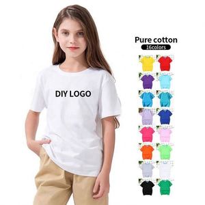 Unisex 100% Cotton Kids T-<b>Shirts</b> Comfortable Healthy for Summer with Custom Logo Casual Short Sleeve Round Neck for Boys Girls - Product Image 1