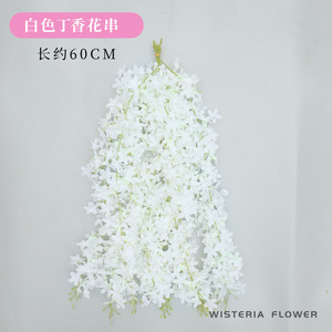 Guirnalda de flores artificiales de gisteria en morado, rosa y verde para decoración de bodas, hogar, techo y pared. - Product Image 6