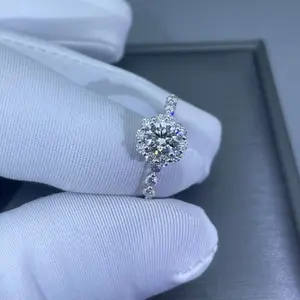 经典结婚戒指S925银纯金硅石实验室钻石精美戒指高品质精美珠宝