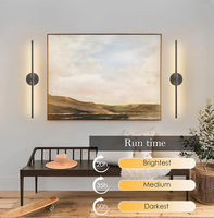 Applique murale à piles avec télécommande, intensité réglable, noir et or, pour chambre à coucher, lampe murale d'intérieur pour tableau