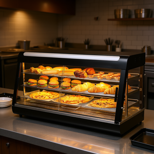 Commercial 3 Tier Countertop Pizza Cabinet Electric Warming Display <b>Holder</b> Black Rectangular Manual <b>Control</b> - Product Image 2