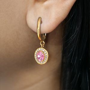 Pendientes de Aro de Moda Chapados en Oro de 18K al por Mayor, Pendientes de Diamantes Coloridos, Joyería de Acero Inoxidable, Pendientes Colgantes de Zirconia - Product Image 6