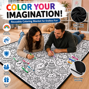 Couverture à colorier réutilisable personnalisée avec marqueurs, en flanelle lavable, motif dessin animé pour enfants et famille - Product Image 1