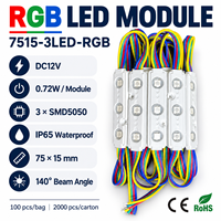 Module LED RGB 12V étanche, module LED SMD 5050, 0,72W, IP65, 75x15mm pour lettres lumineuses et caissons lumineux publicitaires