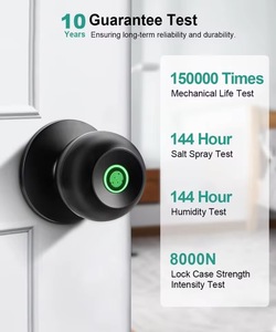 Tuya App Remote Control Zinc Alloy <strong>Black</strong> Keyless Smart Fingerprint Round Ball <strong>Knob</strong> Lock with Memory Card BLE <strong>Door</strong> Lock - Product Image 3