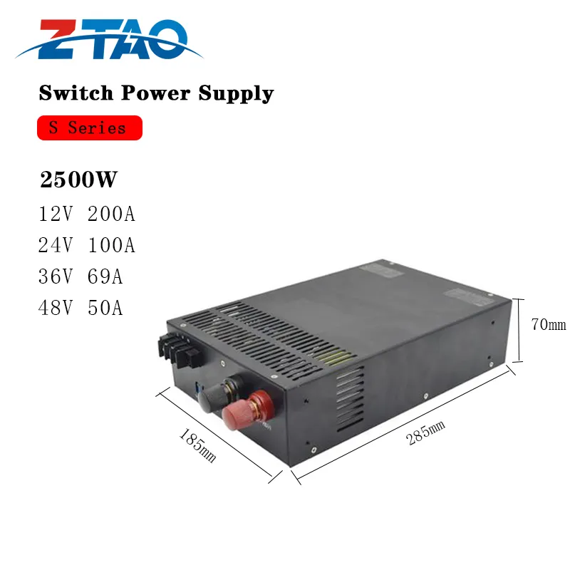 Smps 2500W 12v 200a 24V 100A 2000W Power adapters AC DC Adjustable power supply for led drivers