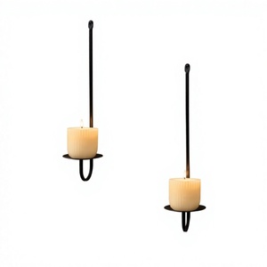 Nouvelle Arrivée Porte-Bougie Mural en Métal Noir Fini, Idéal pour la Décoration d'Éclairage Domestique, Événements, Chambre et Fêtes - Product Image 1