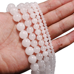 Cuentas sueltas redondas de calcedonia blanca cristalina para pulseras DIY, cuentas de piedra natural al por mayor de 6mm, 8mm, 10mm, 12mm, 14mm, 16mm - Product Image 5