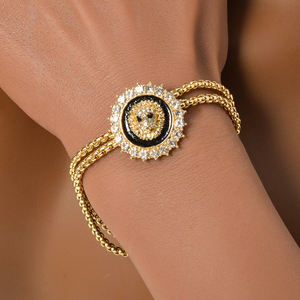 Conjuntos de joyas de Dubái cabeza de león albóndiga 14K chapado en oro anillo de circón pulsera collar y pendientes conjunto de mujeres - Product Image 3