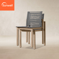 Ensemble de salle à manger d'extérieur en teck imperméable et résistant aux UV avec table et 6 chaises pour projets de restaurants, villas et complexes hôteliers