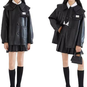 Haute qualité printemps poupée col en <span class=keywords><strong>cuir</strong></span> costume Cool fille deux pièces plissé <span class=keywords><strong>jupe</strong></span> en <span class=keywords><strong>cuir</strong></span> ensemble - Product Image 6