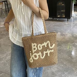 Hot Sale Custom Logo Large Capacity <b>Straw</b> Tote <b>Bags</b> Handmade Woven Beach <b>Bag</b> Water Resistant Open Closure Type for Summer Autumn - Product Image 6