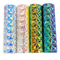Triangle holographique motif géométrique 3D en relief artificiel réfléchissant résistant aux taches tissu Laser PU cuir synthétique rouleaux