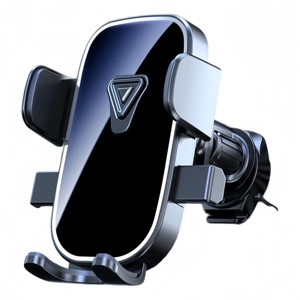 Support de téléphone portable noir avec capteur de gravité, fixation sur grille d'aération, rotatif à 360 degrés, universel, à clipser, verrouillage automatique, GPS - Product Image 1