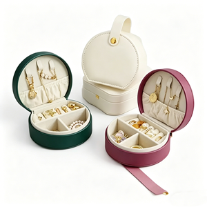 Eco-friendly Personalized Premium Elegant Curved Carry Cases Trendy Compact Leather Jewelry Storage - Product Image 1