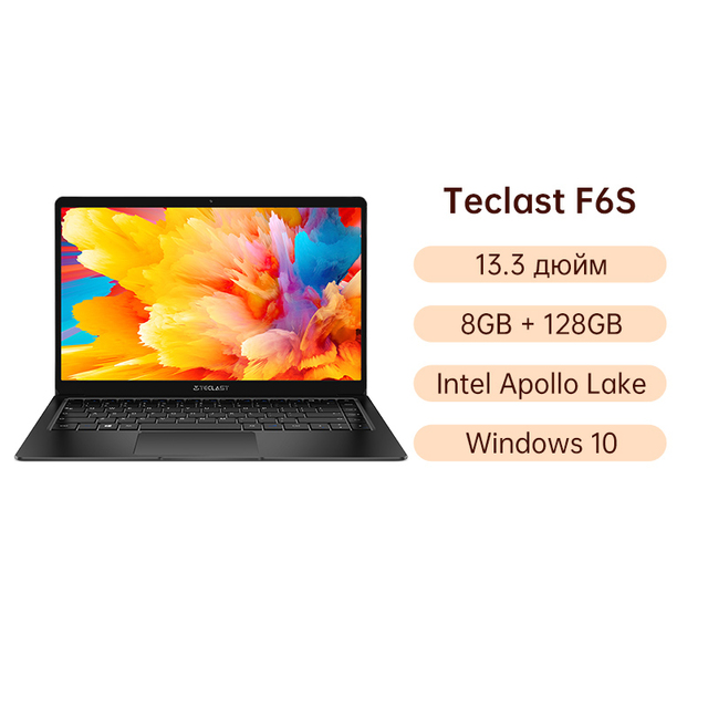 Teclast F6S Light Laptop 13.3'' 1920x1080 FHD IPS Intel Apollo Lake 8GB LPDDR4 128GB SSD Win10 Notebook PC