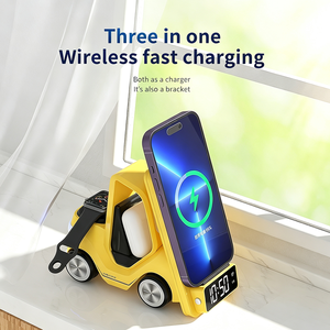 <span class=keywords><strong>Cargador</strong></span> Inalámbrico 3 en 1 para Múltiples Dispositivos, Bobina Móvil con Sensor Automático, Carga Rápida de 15W, con Reloj y Luz para Dormitorio - Product Image 4