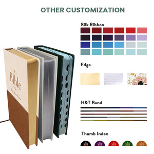 <span class=keywords><strong>Bible</strong></span> grand format à couverture souple en cuir PU, avec bordure dorée, pour cadeau d'église, service d'impression personnalisé en gros OEM - Product Image 4