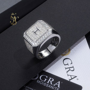 Hot Sell Luxury 925 Sterling Silver Fully Iced Out VVS <strong>Moissanite</strong> <strong>Ring</strong> Custom Hip Hop <strong>Moissanite</strong> Diamond <strong>Ring</strong> for <strong>Men</strong> - Product Image 4