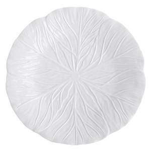 StarLuckINT Vente en gros Assiette de présentation en porcelaine à motif feuille de lotus blanche, service de vaisselle en céramique pour décoration de mariage - Product Image 1