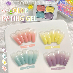 Série de bonbons durs <span class=keywords><strong>arc</strong></span>-<span class=keywords><strong>en</strong></span>-<span class=keywords><strong>ciel</strong></span> à quatre grilles Pat Gel Mini série Gel solide Peinture de couleur dégradée Gel pour ongles pour l'<span class=keywords><strong>art</strong></span> des ongles - Product Image 2