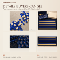 Set Mahjong Amerika Cobalt Gold 160 Buah untuk 4 Pemain dengan Rak, Penggeser, Alas, dan Kotak Termasuk Pilihan Warna dan Kemasan
