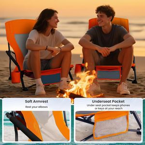 Silla de Playa Plegable de Hierro para Exteriores, Silla de Pesca Portátil de Respaldo Alto para Viajes, OEM - Product Image 4