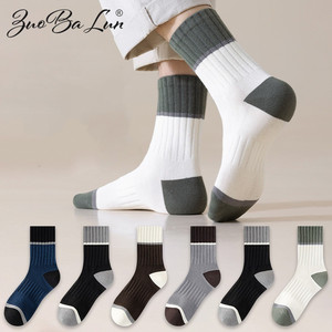 Vente en gros de chaussettes de sport à couleur bloquée pour hommes absorbant la sueur et les odeurs avec chaussettes <span class=keywords><strong>mi</strong></span>-longues - Product Image 2