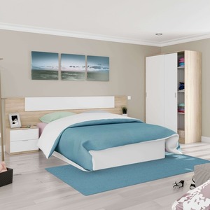 Ensemble <span class=keywords><strong>de</strong></span> meubles <span class=keywords><strong>de</strong></span> chambre à coucher modernes fabriqués en usine avec armoire à portes coulissantes, tête <span class=keywords><strong>de</strong></span> <span class=keywords><strong>lit</strong></span> et table <span class=keywords><strong>de</strong></span> chevet - Product Image 1