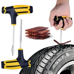 Kit de réparation de pneus de voiture, boîte à outils robuste avec vulcanisateur, bouchons de réparation et clous en caoutchouc - Product Image 1