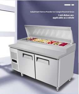 Station de préparation de <span class=keywords><strong>pizza</strong></span> en acier inoxydable commerciale et barre sandwich Table à salade à refroidissement direct avec réfrigérateur ouvert refroidi à l'air - Product Image 5