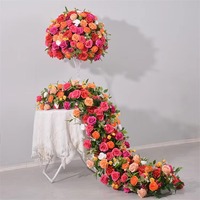 Haute qualité personnalisé soie Rose coureurs rose vif Orange Floral coureur décoration de boule de mariage pour l'obtention du diplôme et Pâques