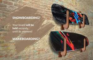 Support mural BH en bambou écologique pour planches de surf, <span class=keywords><strong>snowboard</strong></span> et <span class=keywords><strong>wakeboard</strong></span>, couleur marron - Product Image 2