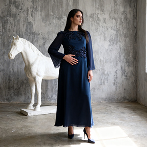 Abaya en polyester imprimé de luxe, robe maxi élégante et modeste pour femmes musulmanes, vente en gros, OEM, ODM, design personnalisé, nouveau modèle - Product Image 2