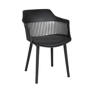 Cadeira reclinável PP com apoio de braço, mobília de plástico para jardim interno/externo, móveis de jantar para uso doméstico, design moderno