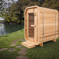 Sauna Traditionnel Portable en Bois de Cèdre Rouge Massif, Design Moderne, 1-2 Personnes, Vapeur Sèche et Humide, Idéal Jardin, Grande Vente