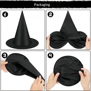 Sombrero de Mago de Halloween, Negro, de Poliéster, Accesorios de Disfraz para Adultos, Sombrero de Bruja Mágico para Hombre - Product Image 4