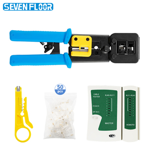 Kit professionnel d'outils de sertissage RJ45 avec testeur de connecteurs et outils de sertissage à passage direct pour câbles réseau - Product Image 5