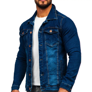 Chaqueta de mezclilla casual de otoño para motociclista, corte ajustado, con forro de algodón transpirable y tejido de mezclilla procesada. - Product Image 5