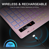 Teclado Inalámbrico OEM Silencioso de 114 Teclas con Retroiluminación RGB de 2.4G, Teclas Multimedia, Soporte para Teléfono, Batería Recargable para IOS, Windows, PC, Rosa
