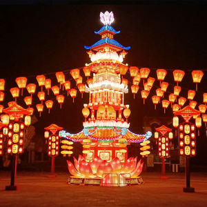 Lanterne extérieure de <span class=keywords><strong>fleur</strong></span> imperméable lanternes chinoises colorées lanterne de soie de papier - Product Image 5