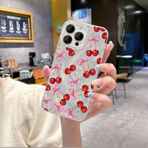 Coque de téléphone TK Yusha en plumes de cerisier, très prisée, pour iPhone 15, 16/17 <span class=keywords><strong>Pro</strong></span> Max, avec nœud scintillant, antichoc, pour femme - Product Image 5