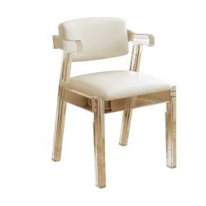 Chaise en acrylique transparent transparent tabouret de bar pour événements chaise de salle à manger de mariage chaise en acrylique moderne en plastique PMMA avec coussin