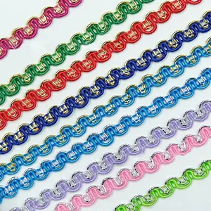 DIY Ren May Vàng Bạc Chủ Đề 5 Mét 125M Polyester U-shape Edged Cắt Tỉa S Shape Tatting Braided Ren Trim Đối Với Trang Phục