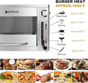 Réchaud de barbecue portable à gaz extérieur à chauffage rapide et efficace, <span class=keywords><strong>cuisson</strong></span> <span class=keywords><strong>verticale</strong></span>, brûleur unique en acier inoxydable, gaz propane - Product Image 3