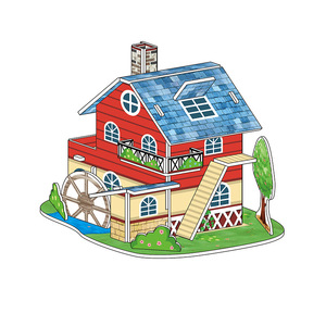 Maison de puzzle 3D 12x9x8cm, modèle de villa de luxe pour enfants, kit d'assemblage de jouets éducatifs - Product Image 3