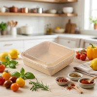 Prix d'usine en gros – Pochettes carrées robustes en papier kraft écologiques jetables SM7-SL1000 1000ml avec couvercle pour hôtels et aliments