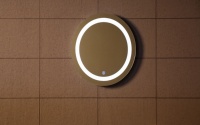 Miroir LED moderne avec fonction anti-buée et grossissante, forme ronde, indice de protection IP44, design sans cadre